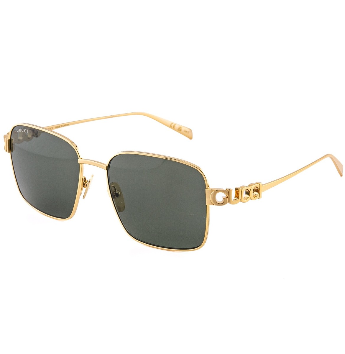 GUCCI 1937 Gg1937S Gold Gray Logo Unisex Metal Rectangle Fashion
