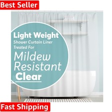 Shower Curtain Liner – 72 x 72 PEVA Light Weight Shower Curtain with 12 Rustp...