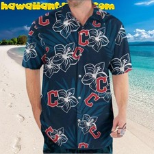 Cleveland Guardians Hibicus Flower And Palm Leaves Hawaiian Shirt