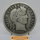 1916 Barber Silver Dime, 90% Silver, Partial Liberty - #C55539NQ