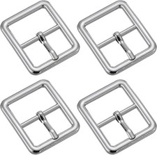 4pcs Single Prong Belt Buckle Square Center Bar Buckles Leather Craft Accesso...