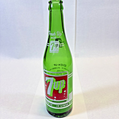 Vintage 7up Bottle 1955 Duraglas Glass Soda Pop Bottle 12 oz You Like it Likes