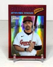 2026 Topps Heritage Red Chrome Refractor Steven Kwan 5/5 Guardians #139