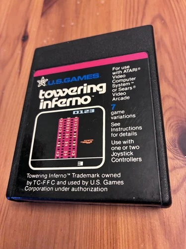 Towering Inferno (Atari 2600, 1982) US Games Corp Action Quaker Oats