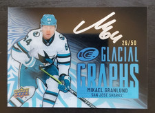 2024-25 UD Ice Mikael Granlund Glacial Graphs Auto Black 26/50 #GG-2 Sharks