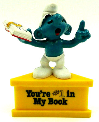 #1 in My Book Smurf A Gram Stand Figurine Compliment VTG Peyo Schleich