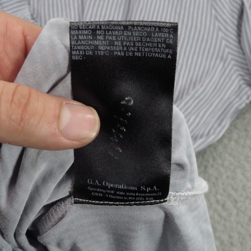Giorgio Armani Black Label Camicia Uomo Grande Grigio Bianco Viscosa Manica Lunga Polo - Foto 8 di 14