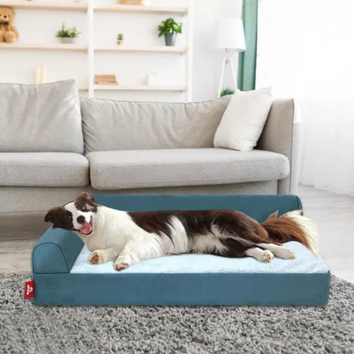 Removable Soft Dog Bed L Shaped Orthopedic Soft Memory Foam Pet Beds Couch Cover - Picture 20 of 29