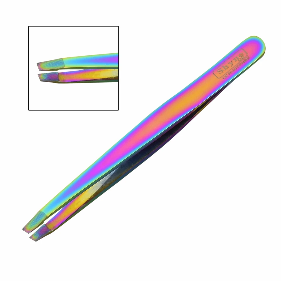 SHYNE U.K TITANIUM EYEBROW TWEEZERS HAIR BEAUTY SLANTED STAINLESS STEEL TWEEZER TOOL