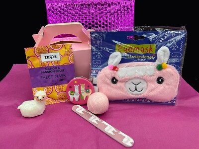 Kinder Lama Beauty Box, Party Geschenk, Augenmaske, Badebombe, Lippenbalsam, Spiegel, Neu