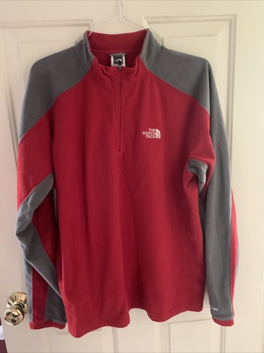 The North Face Mens Medium 1/4 Zip Fleece Red/Grey TKA100