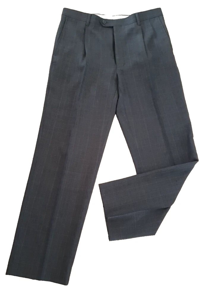 Traje George Hombre 2 Piezas Ch40"L W32" L33" Gris Carbón Cuadros Foto 3 de 4