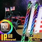 2Pcs 3FT RGB Spiral LED Whip Lights Antenna Chase + Flag&Remote for ATV UTV
