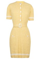 Authentic CHANEL 2022 Yellow Cotton Dress  38 With Pumps