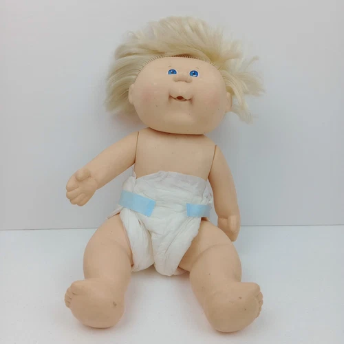 Vintage Cabbage Patch Doll 1987 Blonde Boy with Diaper Blue Eyes READ DESCRIP..