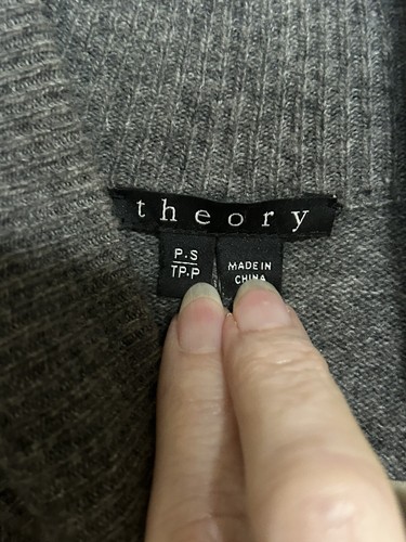 THEORY Poncho Pullover Maglione Lana Grigio Collo Alto Taglia S LNC - Foto 6 di 8