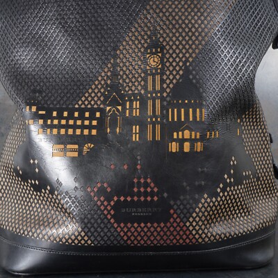 Burberry Prorsum St Ives Perforated City Motif Leather Runway Tote