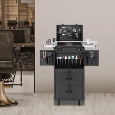 Floor Standing Rolling Makeup Case Cosmetic Trolley Makeup Storage Organizer Box