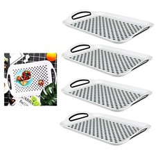 4 Large Anti Slip Serving Trays Rubber Grip Handle Non Slip Dinner Lap Tray 41cm