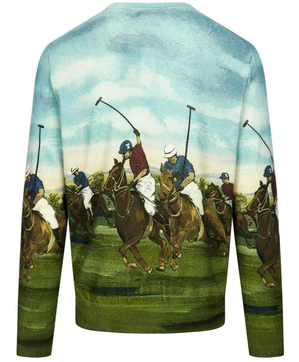 Polo Ralph Lauren VTG 100% Cashmere Horse Players Royal Knit