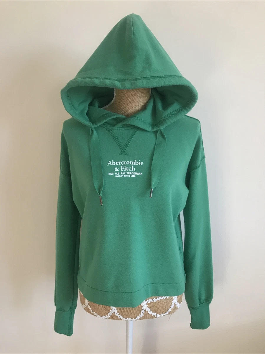 Womens ABERCROMBIE FITCH Cropped Green Hoodie Size XS VGC