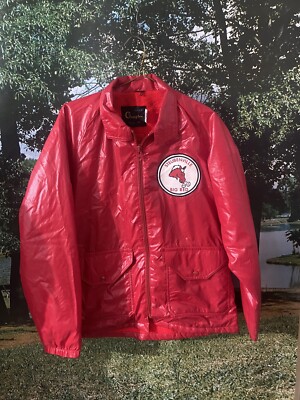 Vintage 1960s Champion Full Zip Red Jacket Coat Mock Neck Fleece