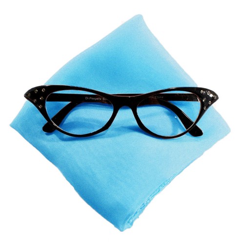 Sheer Chiffon Scarf & Black Cat Eye Glasses - 50s Style Accessory Set by Hey Viv - Picture 7 of 34