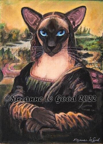  Siamese cat Mona Lisa art acrylic painting on canvas original Suzanne Le Good