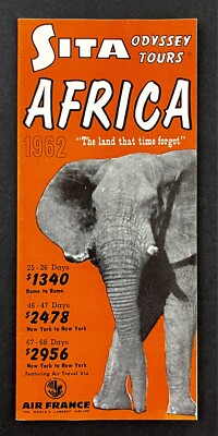 1962 Sita Africa Odyssey Tours Safaris Air France Vintage Travel Brochure