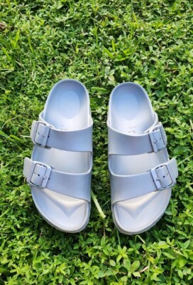 Birkenstock Arizona EVA Slide Sandals Gray Silver Size 37 US