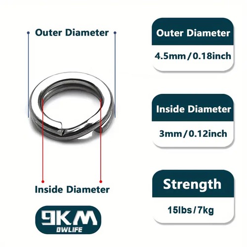Split Rings Hardened Stainless Steel Ultra Heavy Duty Hoop Fishing Links Hoops - Picture 31 of 72