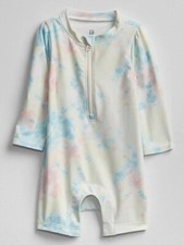 Gap Baby Girls' 35 Pastel Tie-Dye One-Piece Rash Guard Swimsuit Size 12-18M NWT