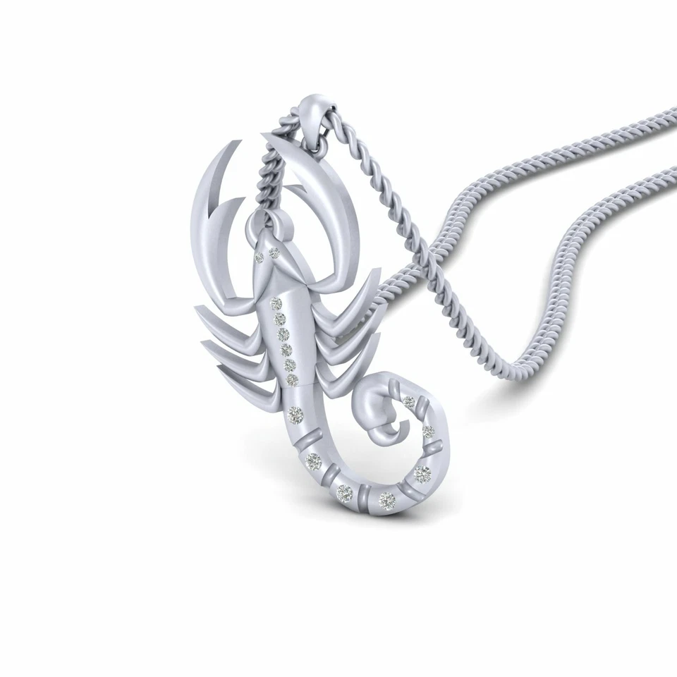 0.13TCW Simulated Diamond Scorpion Pendant Locket Gothic Jewelry Sterling Silver - Image 2 of 4