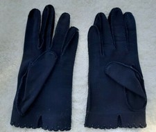 VINTAGE CRESCENDOE DARK NAVY BLUE SHORT GLOVES 61/2 EMBROIDERED  EX SMALL
