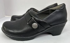 Euro Soft By Sofft Shoes Women’s 8.5 M Slip On Clogs Wedge Heels Black Leather