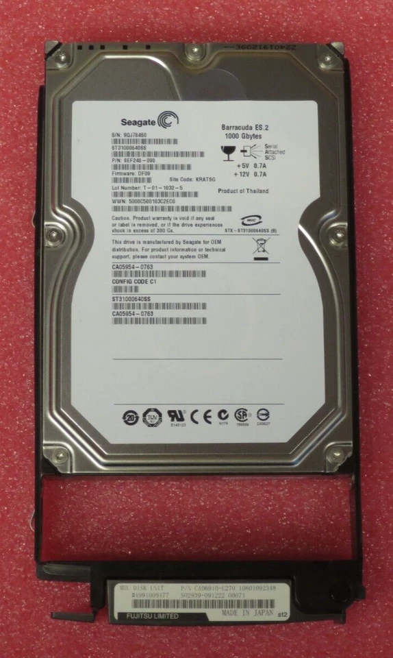 Fujitsu Enternus CA06910-E270 1TB 7.2K 6Gb/s SAS 3.5" ST31000640SS HDD In Caddy - Image 4 of 4