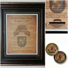 MC-BEST: Army Ranger Creed Framed Matted PERSONALIZED & SOCOM COIN