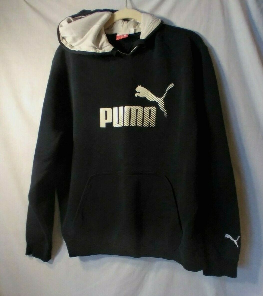 PUMA, Big Logo Black Hoodie Sweatshirt 