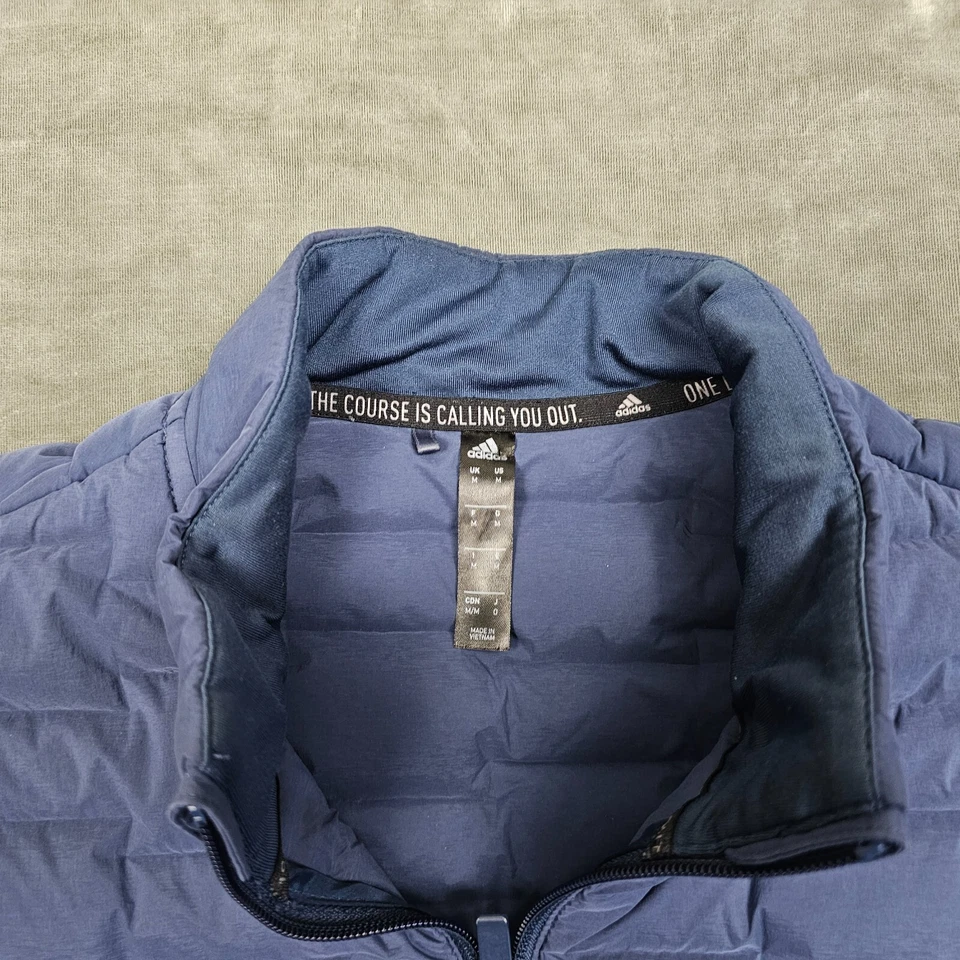 Adidas Chaleco Hombres Medio Azul Acolchado Puffer Cremallera Completa Pato Abajo Anticongelante Foto 2 de 4