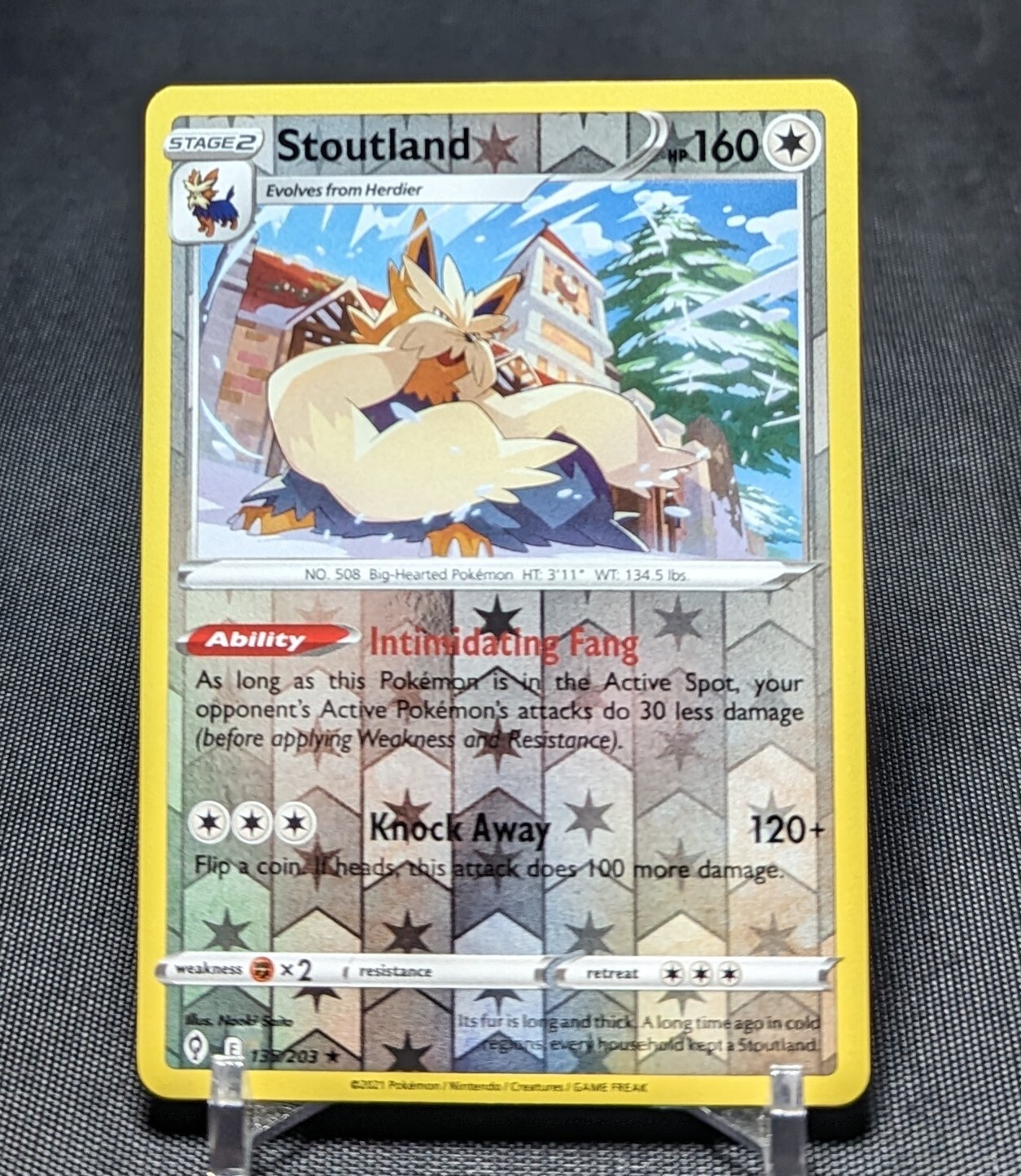 Stoutland Rare Reverse Holo 2021 Pokemon TCG Evolving Skies Card #135/203