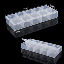 5pcs 10 Grids Compartments Plastic Transparent Containers Storage Case Organizer