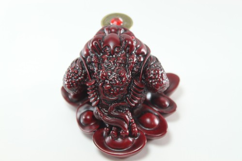 Red Fortune Rospo Moneta Moneta Rana FengShui Decorazione Ciondolo Cinese della Prosperità - Foto 3 di 4