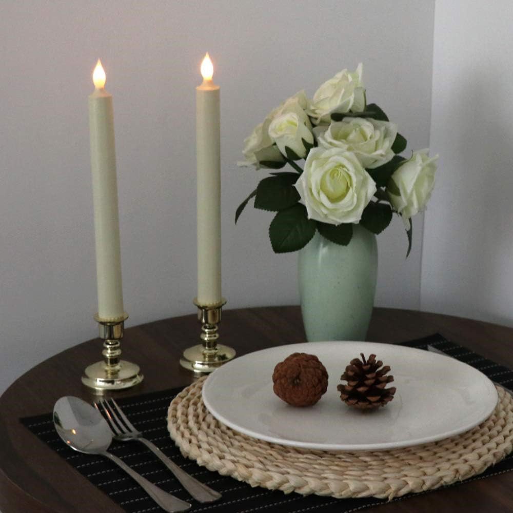 Eldnacele Flameless Battery Operated Flickering Taper Candles with