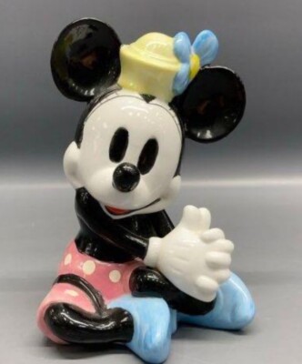 Vintage SCHMID Disney MINNIE MOUSE Ceramic Figurine 6.5  Pink Skirt Disneyana