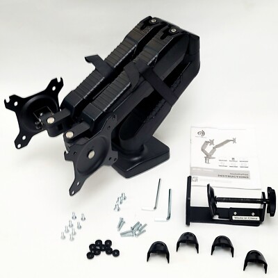 HUANUO HNDSK5 Dual Monitor Desk Mount 15''-27'' Gas Spring Arms 75x75 100x100 Blk 
