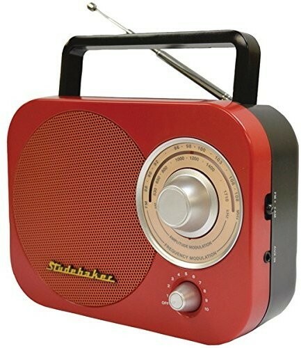 Studebaker SB2000RB Retro Portable AM/FM Radio - Speaker -Aux Input (Red/Black) - Picture 1 of 1