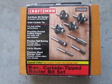 Vintage Craftsman 8 szt. zestaw bitów frezarek z końcówką węglika spiekanego 26005