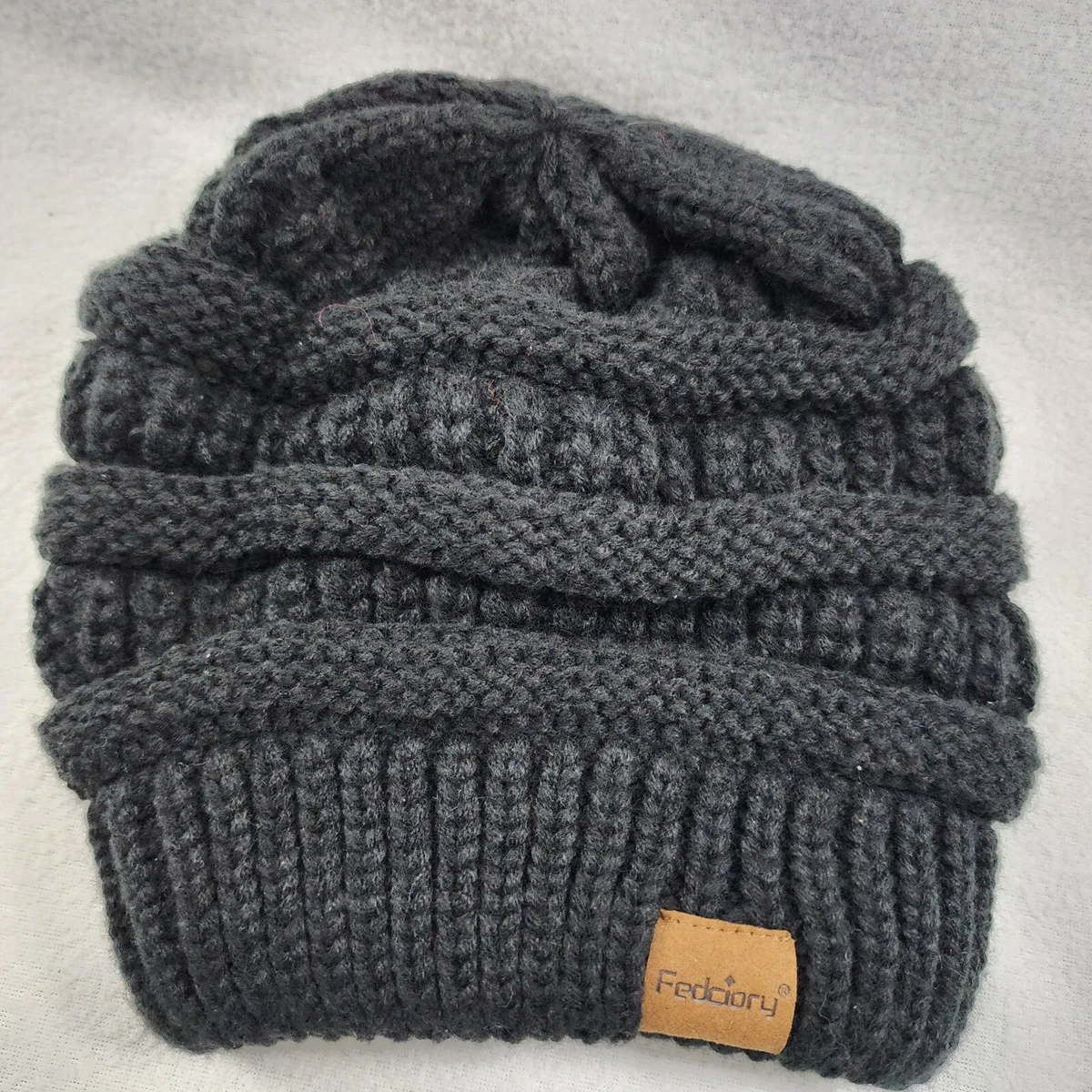 Fedciory Cable Knit Black Beanie Hat Winter Hipster One Size
