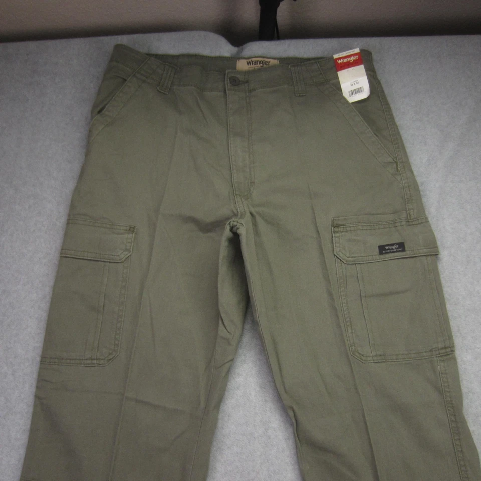 Wrangler Pants Mens 36x32 Green Cargo Ripstop Utility Outdoor Workwear - Image 2 of 4