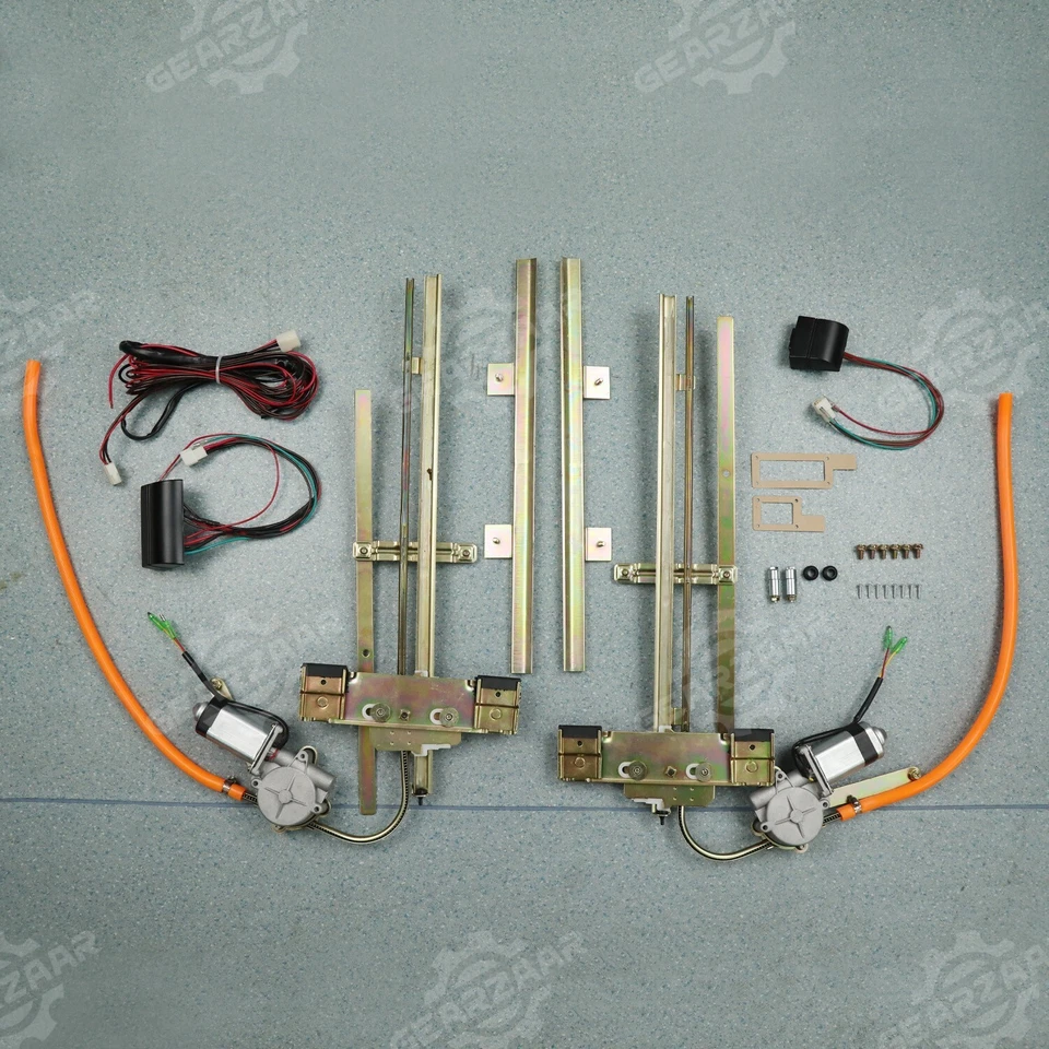 Universal 2Door Street Hot Rat Rod Flat Glass Power Window Kit w/Switches Wiring - Image 3 of 4